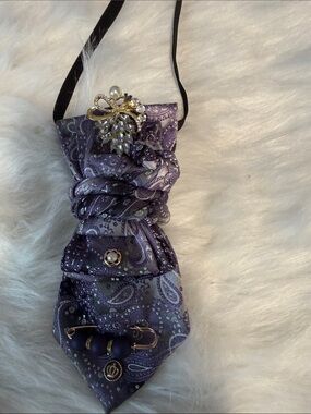 Purple Paisley Scarf with Butterfly & Charm Brooch Set